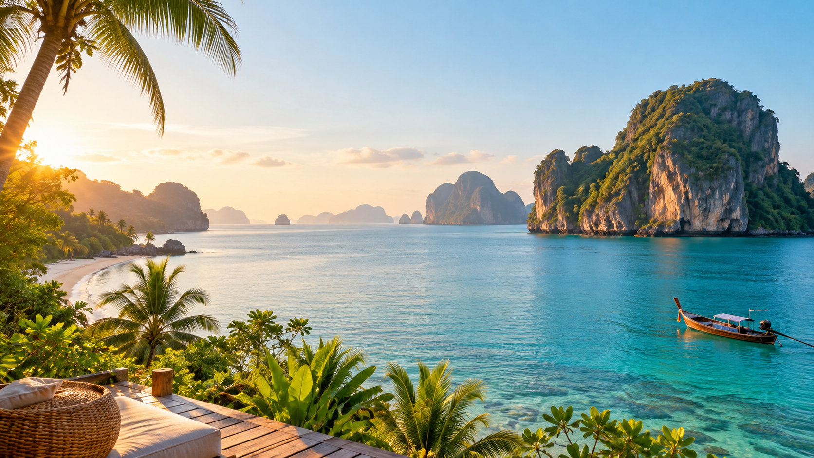 Editorial illustration of a Southeast Asian bay